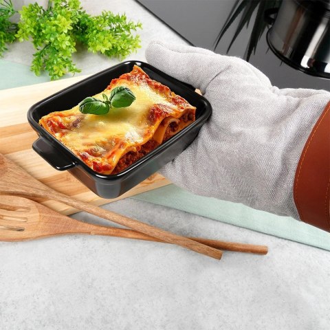Naczynie Ceramiczne do Zapiekania 16 x 11 cm Czarne z uchwytami VILDE