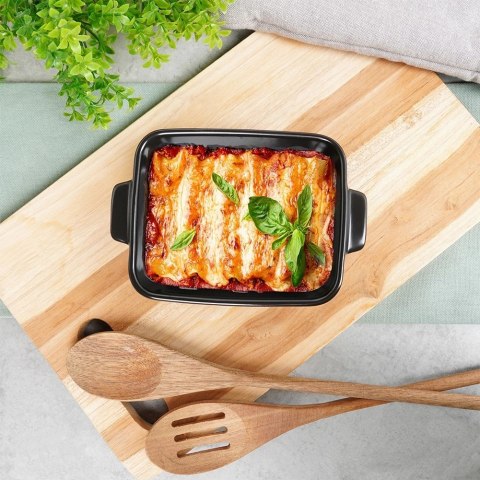 Naczynie Ceramiczne do Zapiekania 16 x 11 cm Czarne z uchwytami VILDE