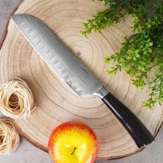 Nóż Santoku 31 cm Stal Damasceńska Drewniany Uchwyt Solidny Trwały ORION