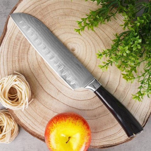 Nóż Santoku 31 cm Stal Damasceńska Drewniany Uchwyt Solidny Trwały ORION