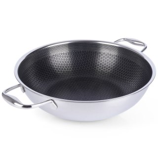 Patelnia Wok z Uchwytami Stalowa Indukcja Nieprzywierająca ORION 28 cm