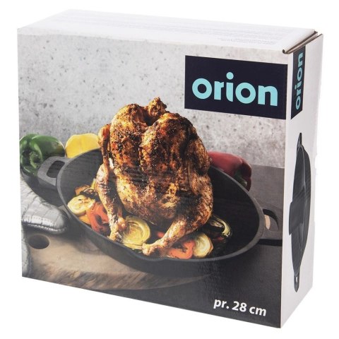 Patelnia Żeliwna 28 cm ORION Litina ze Stojakiem na Kurczaka Grill