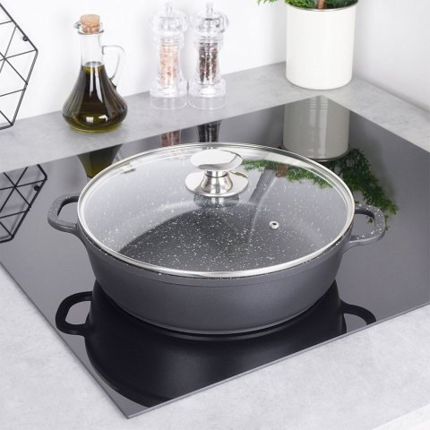 Patelnia z Pokrywką Uchwytami Granitowa Nieprzywierająca Solidna ORION 28cm