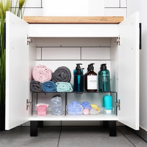 Półka Kuchenna Metalowa Czarna Loft Rozsuwana Regulowana VILDE 34,5-48 cm