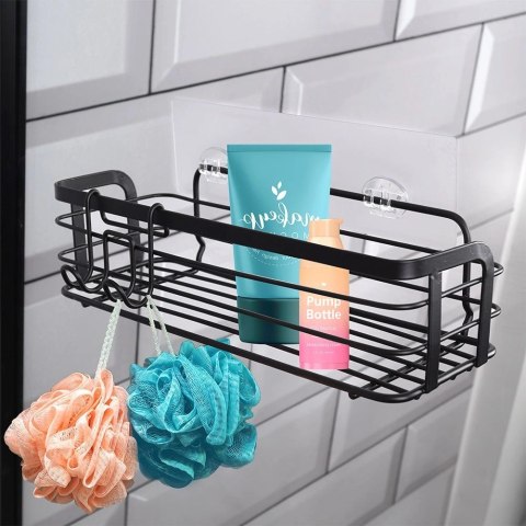 Półka Pod Prysznic Metalowa Czarna Przyklejana LOFT 295 cm VILDE