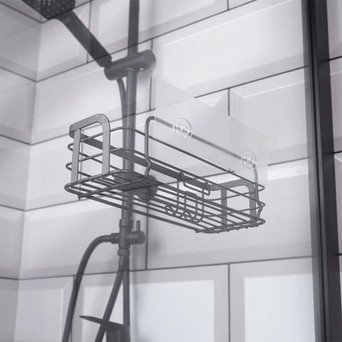 Półka Pod Prysznic Metalowa Czarna Przyklejana LOFT 295 cm VILDE