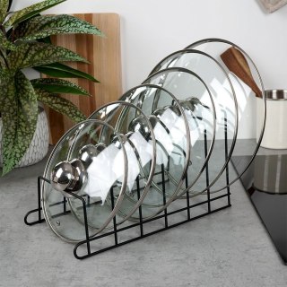 Stojak Organizer na Pokrywki Talerze Metalowy Czarny ORION 34 x 18 x 18 cm
