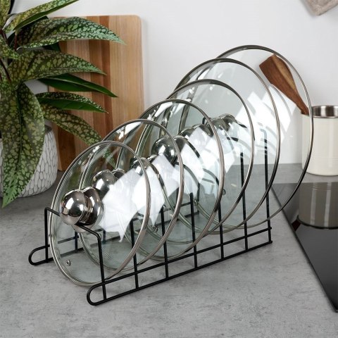 Stojak Organizer na Pokrywki Talerze Metalowy Czarny ORION 34 x 18 x 18 cm
