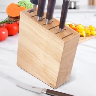 Stojak na Noże Drewno Kauczukowe 6 Miejsc Ostrzałka 23 cm ORION