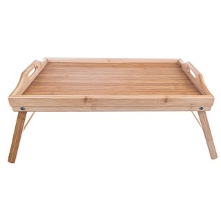 Stolik Śniadaniowy ORION 50x30x24,5 cm Bambusowy Drewniany do Łóżka Laptopa