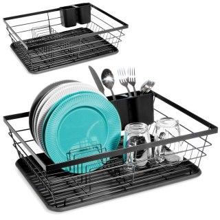 Suszarka do Naczyń na Talerze Sztućce Pojemna Czarna VILDE 43 x 32 x 14,5 cm