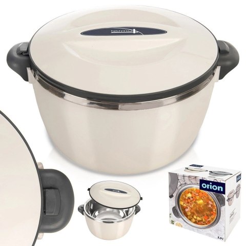 Termomisa Obiadowa Stalowa 3,5 L ORION Kremowy Duża do Transportu Posiłków
