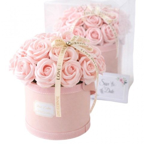 Flower box, bukiet zapachowych kwiatów mydlanych w pudełku 21szt. 19x16cm BUK08R