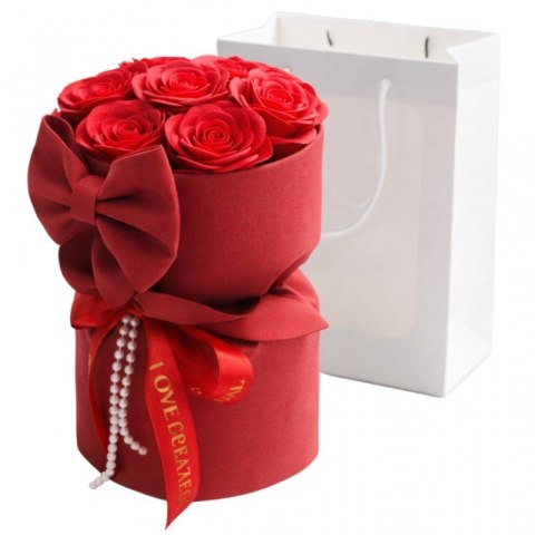 Flower box, bukiet zapachowych kwiatów mydlanych w pudełku 8szt. LED BUK2CZE