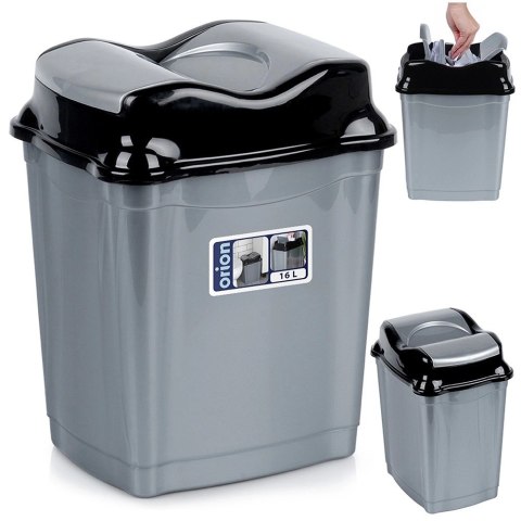 Kosz na Śmieci Plastikowy Szary 16 L ORION Wytrzymały i Pojemny