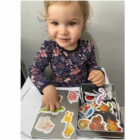 Magnesy na lodówkę zwierzęta piankowe 40 el puszka Luxma