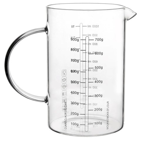 Miarka Kuchenna Miara Kubek z Podziałką Dzbanek Szklana Uchwyt ORION 1 L