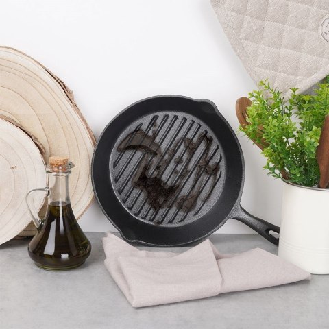 Patelnia do Grillowania Smażenia Żeliwna na Indukcję Gaz Grilla ORION 24 cm