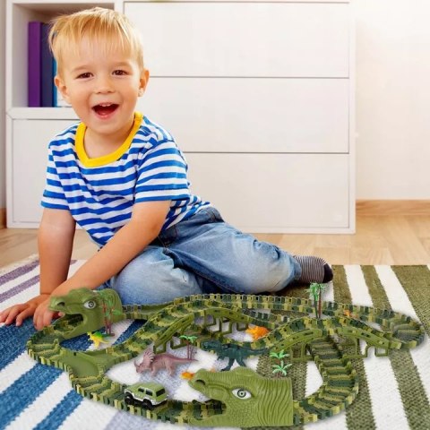 Tor samochodowy dla dzieci Dino Park wyścigowy zestaw 240 el dinozaury Luxma