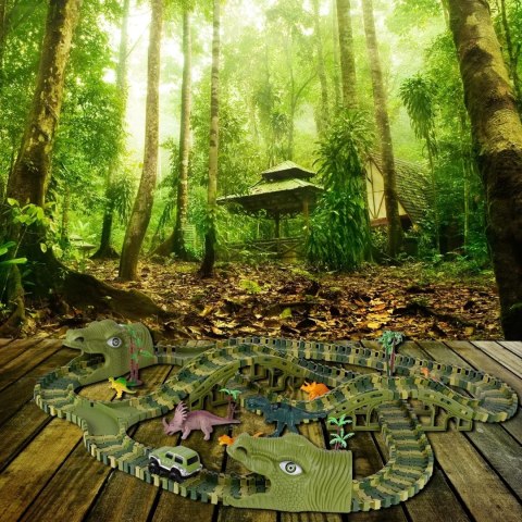 Tor samochodowy dla dzieci Dino Park wyścigowy zestaw 240 el dinozaury Luxma