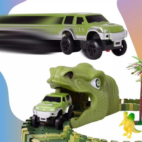 Tor samochodowy dla dzieci Dino Park wyścigowy zestaw 240 el dinozaury Luxma