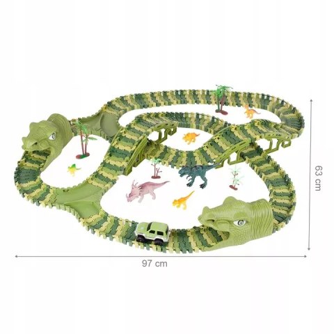 Tor samochodowy dla dzieci Dino Park wyścigowy zestaw 240 el dinozaury Luxma