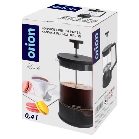 Zaparzacz Tłokowy 400 ml ORION BLACK French Press Szkło i Stal