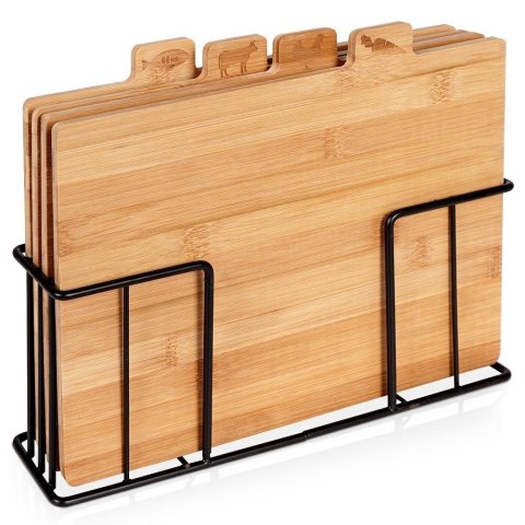 Zestaw Deski do Krojenia Bambusowe ze Stojakiem 4 szt. VILDE 28 x 20 cm