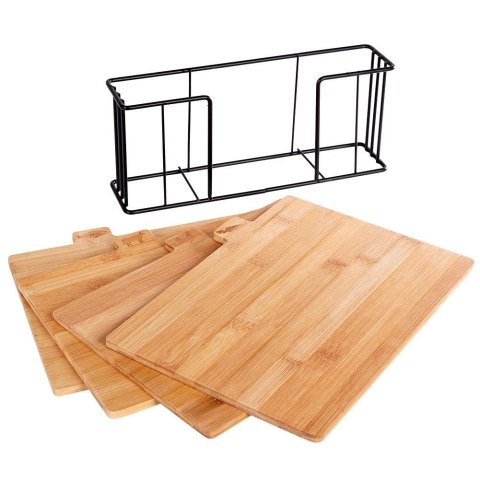 Zestaw Deski do Krojenia Bambusowe ze Stojakiem 4 szt. VILDE 28 x 20 cm