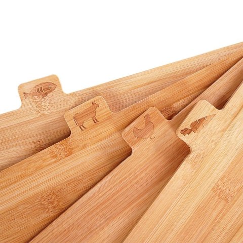 Zestaw Deski do Krojenia Bambusowe ze Stojakiem 4 szt. VILDE 28 x 20 cm