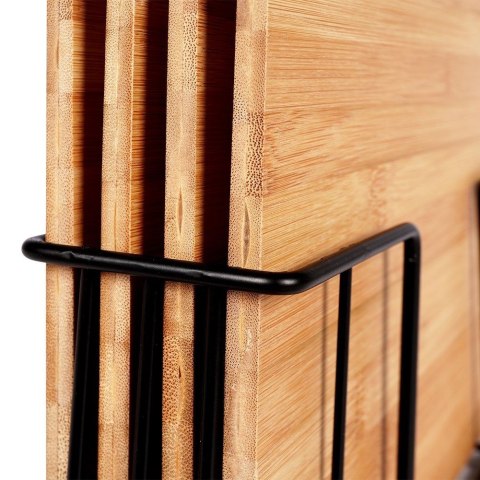 Zestaw Deski do Krojenia Bambusowe ze Stojakiem 4 szt. VILDE 28 x 20 cm