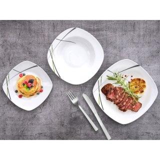 Zestaw Serwis Obiadowy 18 el. ORION Porcelana Kwadratowy Dekor