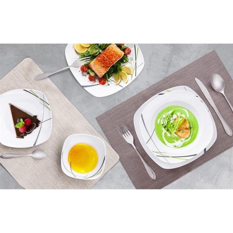 Zestaw Serwis Obiadowy 18 el. ORION Porcelana Kwadratowy Dekor