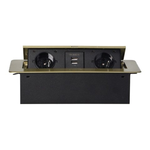 GNIAZDO WPUSZCZANE W BLAT 2X2P+Z, 2XUSB PŁASKI RANT MOSIĄDZ ORNO