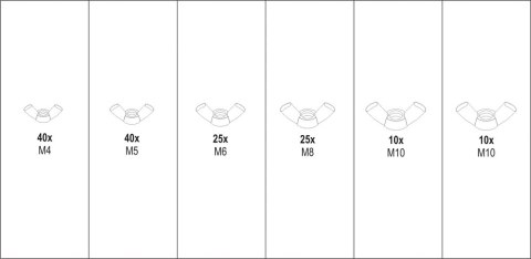 150 SZT NAKRĘTKI MOTYLKOWE METRYCZNE MIX YATO