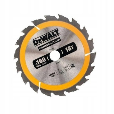 PIŁA TARCZOWA DO DREWNA 160/20MM, 18 ZĘBÓW DEWALT