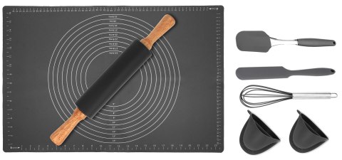 Stolnica silikonowa i wałek z akcesoriami 7 elementów Brunbeste