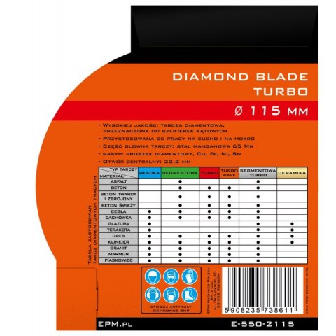 TARCZA DIAMENTOWA TURBO 230MM EPM