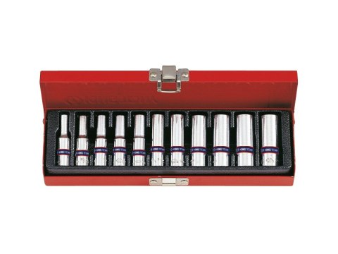 KOMPLET NASADEK 1/4 6-KĄTNE 11 SZTUK 4-13MM DŁUGIE KING TONY