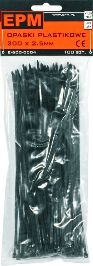 OPASKI PLASTIKOWE PA6.6 100SZT. CZARNE 150*2.5 EPM