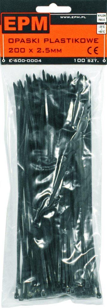 OPASKI PLASTIKOWE PA6.6 100SZT. CZARNE 430*4.8 EPM