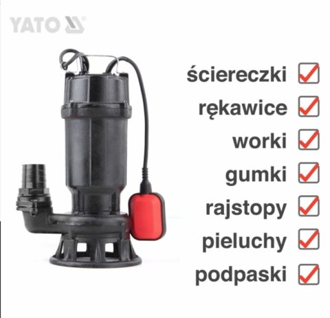 POMPA DO ŚCIEKÓW 750W Z ROZDRABNIACZEM YATO