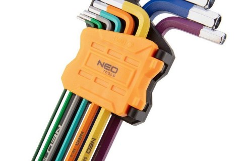 KLUCZE SZEŚCIOKĄTNE 1.5-10MM 9 SZTUK KOLOROWE NEO