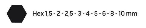 KLUCZE SZEŚCIOKĄTNE 1.5-10MM 9 SZTUK KOLOROWE NEO