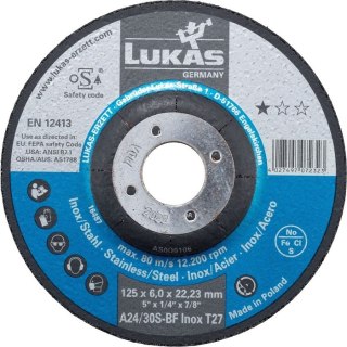 TARCZA WYPUKŁA T27 125*6.0*22 A24/30S-BF INOX PREMIUMFLEX ROTTLUFF