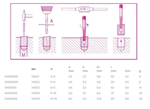 KOMPLET WYKRĘTAKÓW DO URWANYCH ŚRUB 6SZTUK BETA