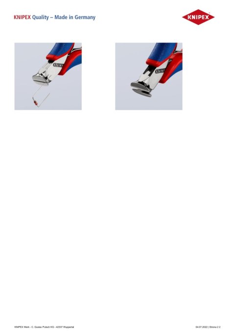 SZCZYPCE TNĄCE CZOŁOWE, POWLEKANE 160MM. KNIPEX