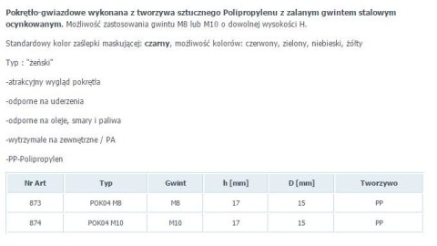 POKRĘTŁO GWIAZDKOWE POK 04 FI 50 M8 PP 873 UN