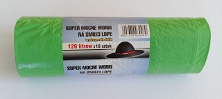 WORKI NA ŚMIECI 120L 70*110 ZIELONE 10 SZTUK UN