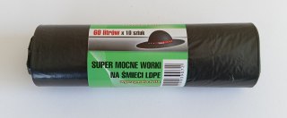 WORKI NA ŚMIECI 60L 60*80LD CZARNE 10 SZTUK UN